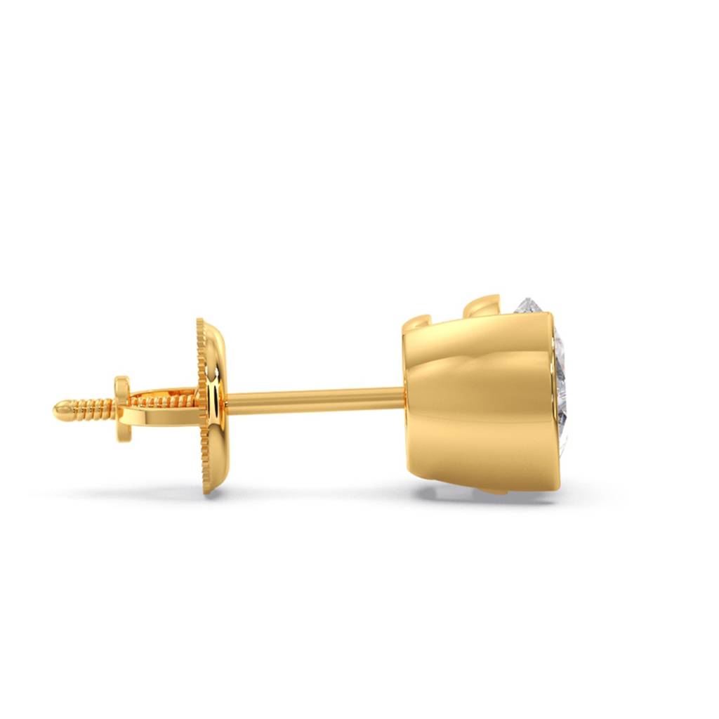 Lab Grown Diamond 14K Yellow Gold Single Stud Earring For Men|Bis Hallmark|0.48Ct Certified Diamond Set In Half Bezel : ME0003