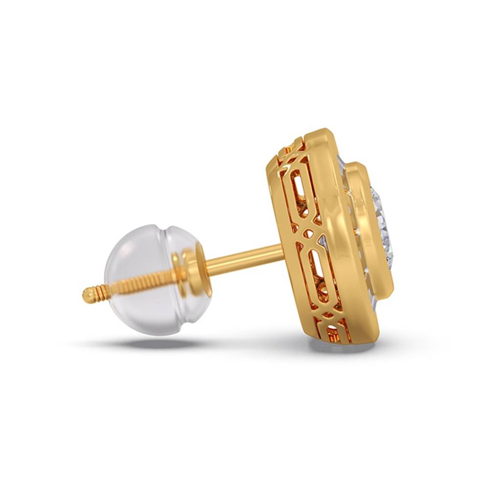 Lab Grown Diamond 14K Yellow Gold Single Stud Earring For Men|Bis Hallmark|0.5Ct Certified Diamond Set In Bezel Setti : ME0022