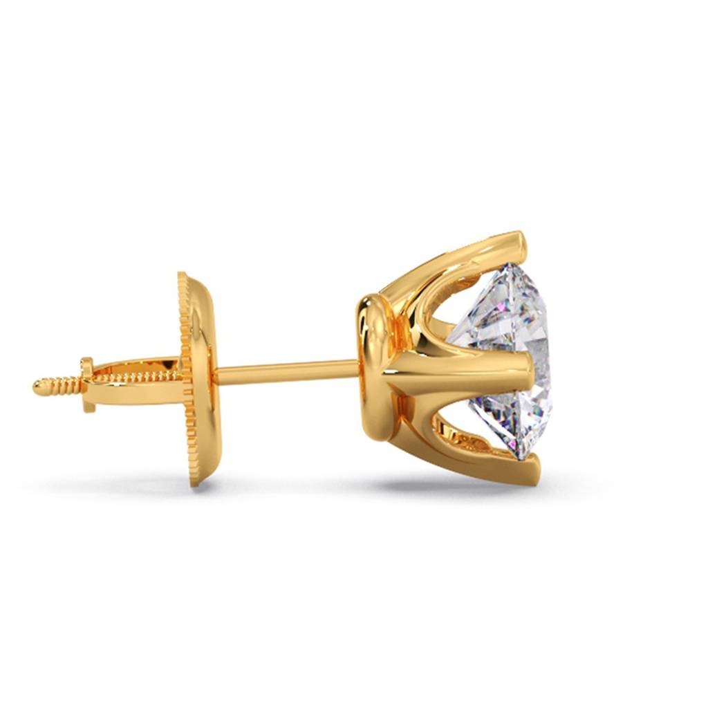 Lab Grown Diamond 14K Yellow Gold Single Stud Earring For Men|Bis Hallmark|0.5Ct Certified Diamond Set In Prong Setti : ME0001
