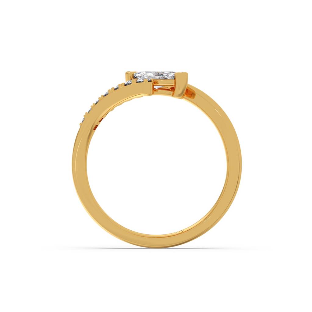 Elara Marquise Solitaire And Round Diamond Ring Yellow Gold Lab Grown Diamond Ring For Women|0.355 Carat Sgl Certifie : R00709
