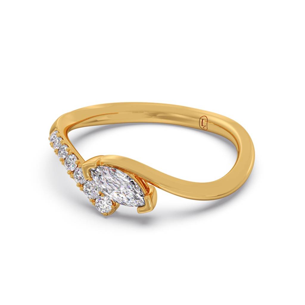 Elara Marquise Solitaire And Round Diamond Ring Yellow Gold Lab Grown Diamond Ring For Women|0.355 Carat Sgl Certifie : R00709