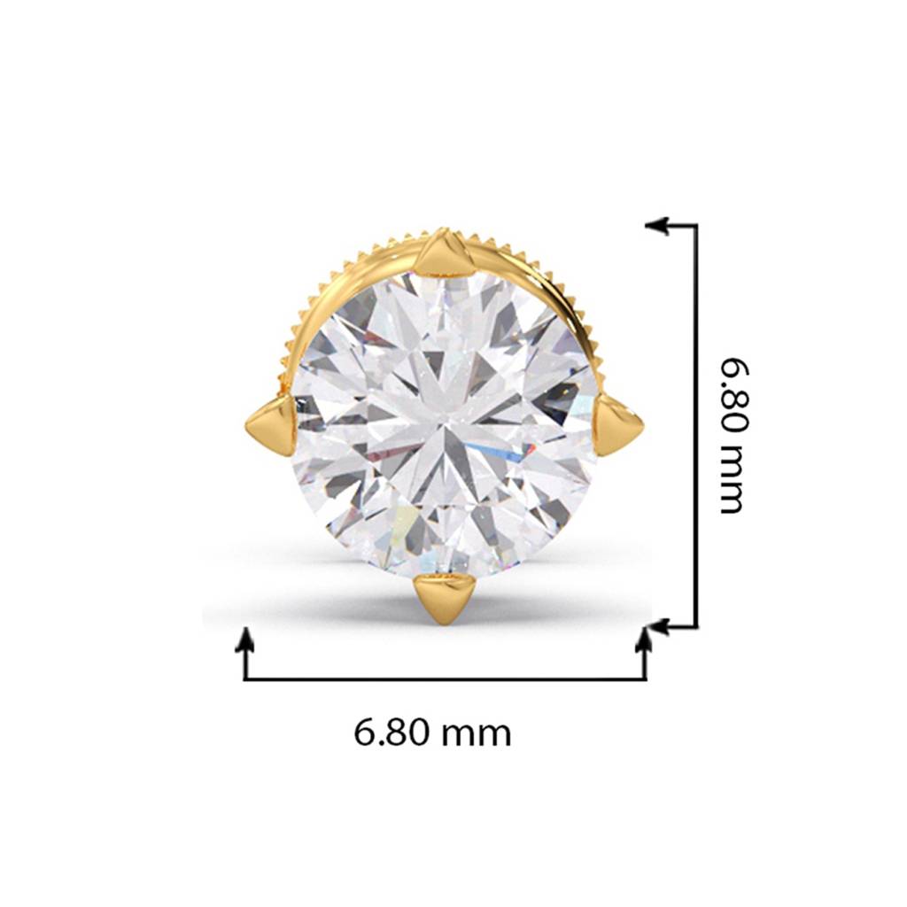 Lab Grown Diamond 14K Yellow Gold Single Stud Earring For Men|Bis Hallmark|0.5Ct Certified Diamond Set In Prong Setti : ME0001