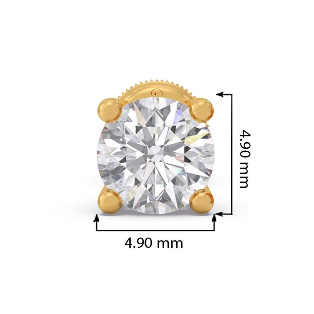 Lab Grown Diamond 14K Yellow Gold Single Stud Earring For Men|0.5Ct Certified Diamond Set In Prong Setting For Birthd : ME0013