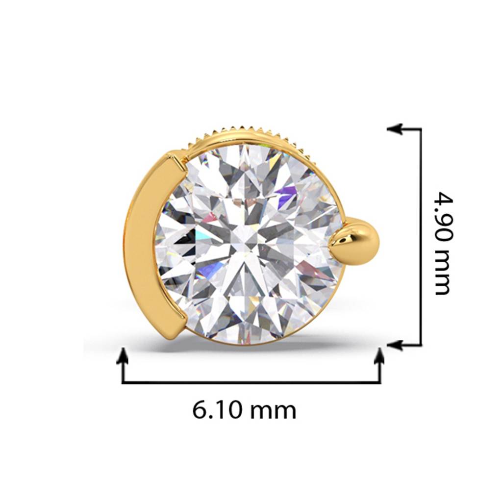 Lab Grown Diamond 14K Yellow Gold Single Stud Earring For Men|Bis Hallmark|0.48Ct Certified Diamond Set In Half Bezel : ME0003