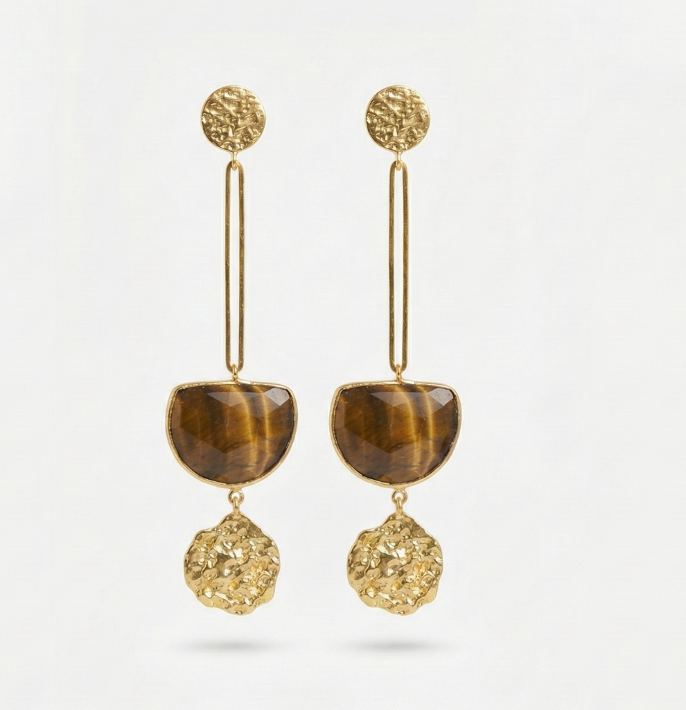 Zahra Tiger Eye Danglers : ZAH1BGTE